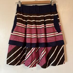 NWT Anthropologie Maeve Ellery Striped Ribbon Skirt | Size 0
